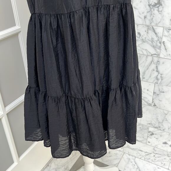 Chelsea28 Nordstrom Split Neck Rumpled Satin Dress LBD Small - Picture 3 of 7